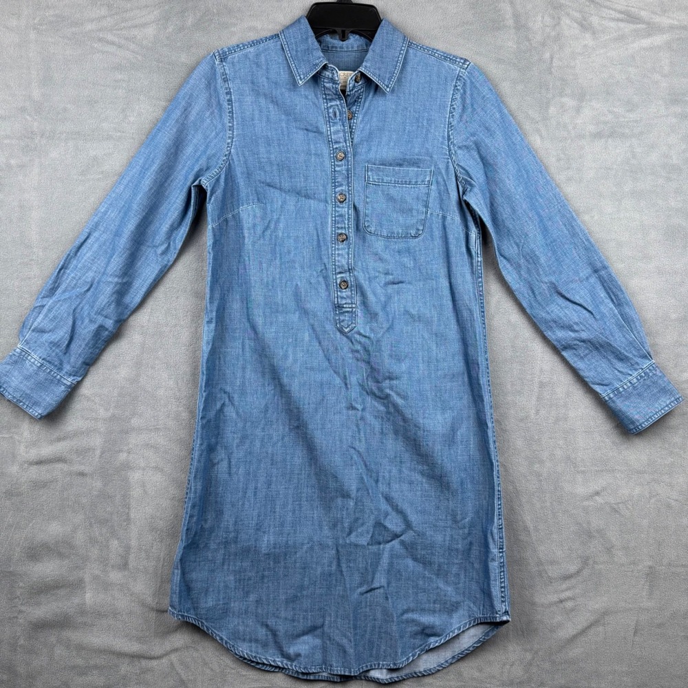 J‎ Crew Chambray Shirt Dress Long Sleeve Casual Lightweight Womens XXS